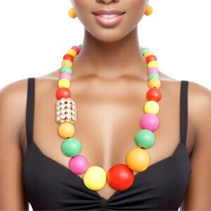 Bead Necklace Graduated Rainbow Wood Set